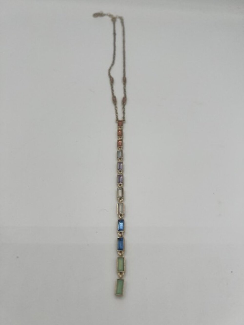 Multicolor Ombré Baguette Crystal Gold Tone Necklace